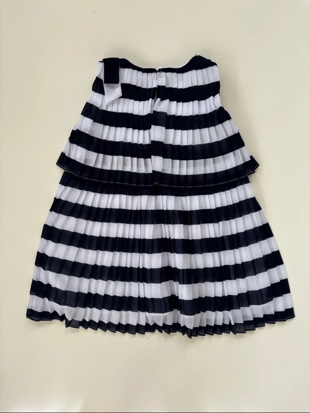 Mayoral Little Girl's Pleated Striped Dress Navy White Nautical Preppy Size 5